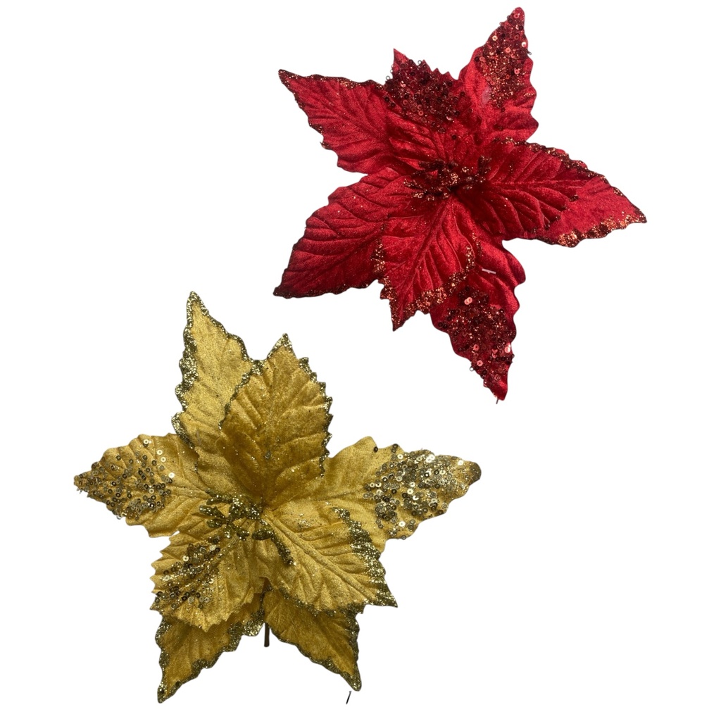 FLOR NAV 25CM ROJO-DORADO