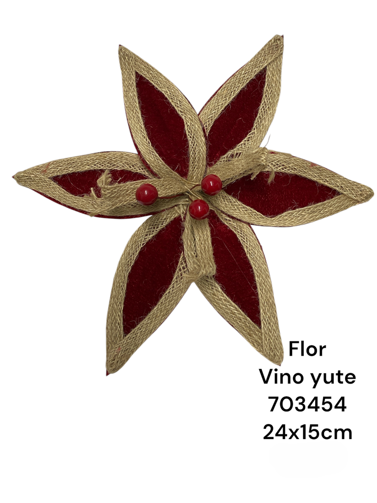 FLOR ROJO VINO FILO YUTE REF: HM0426 24X15CM