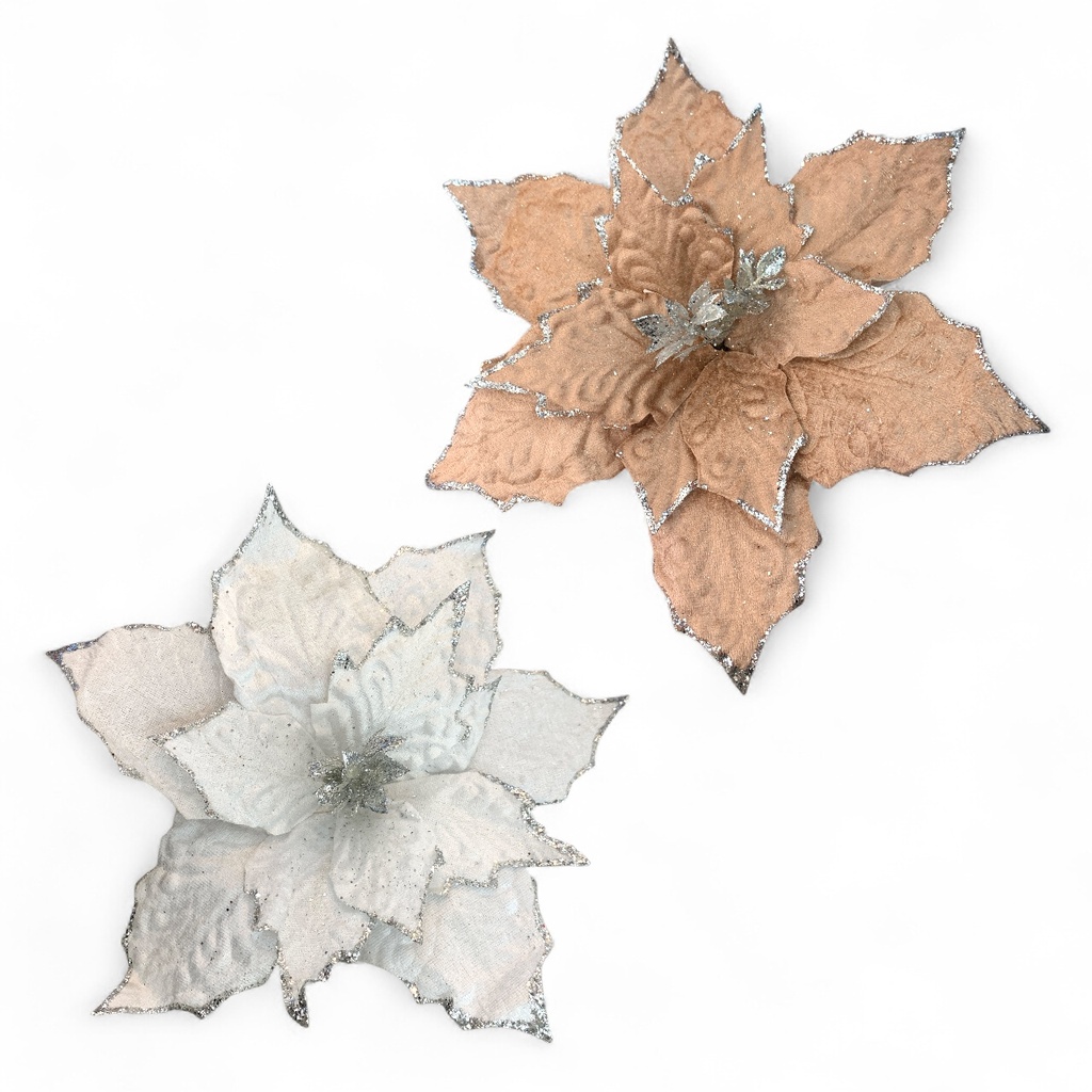 FLOR NAVIDEÑA 30CM BLANCO-ROSE