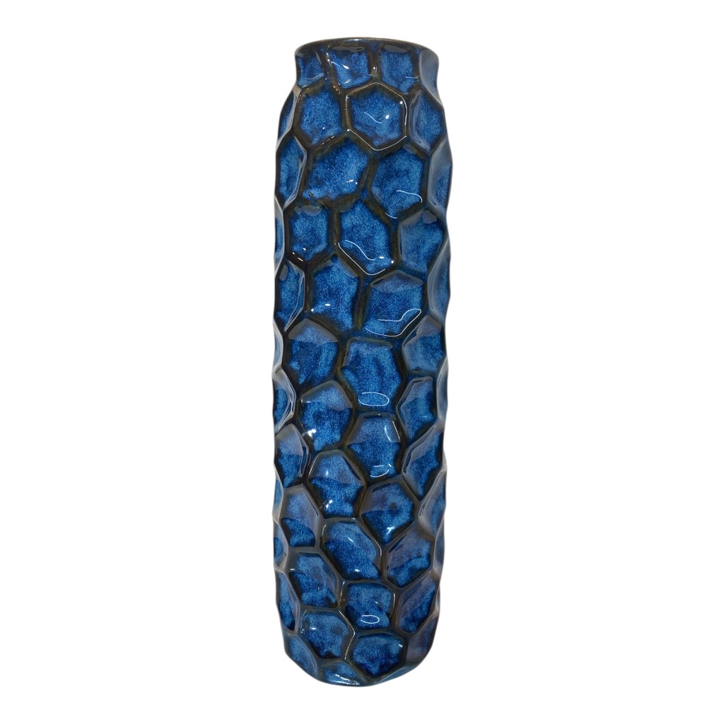 FLORERO CERAMICA IRIS AZUL 33CM