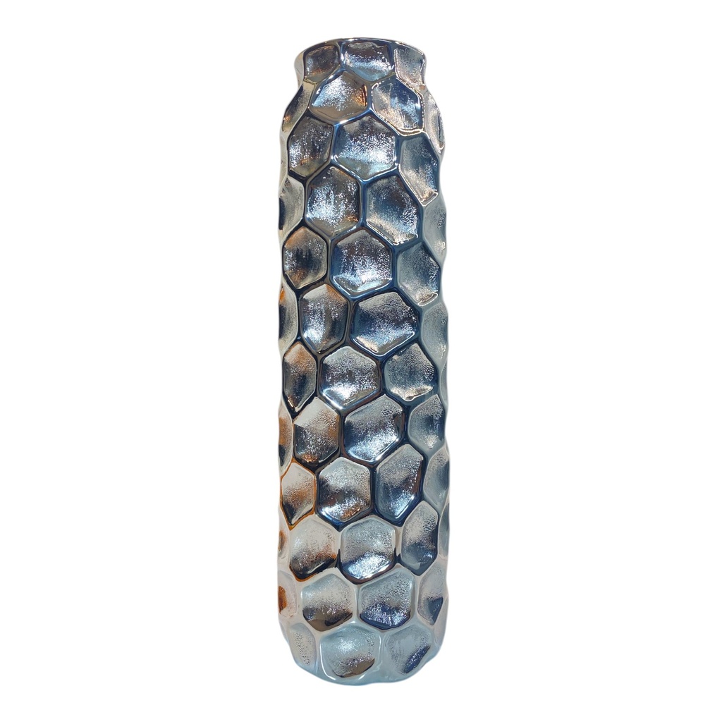 FLORERO CERAMICA IRIS PLATA 33CM