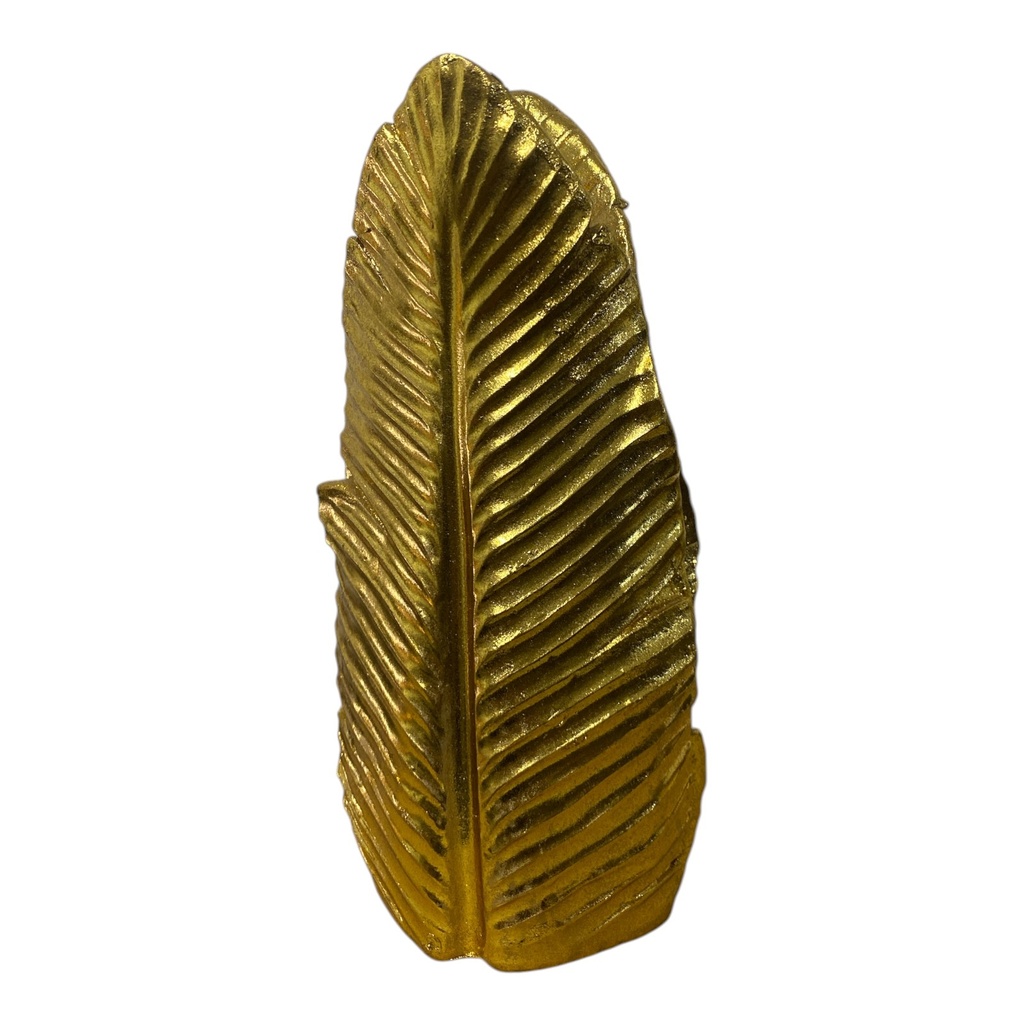 FLORERO FORMA DE HOJA DORADO 10X30X14CM