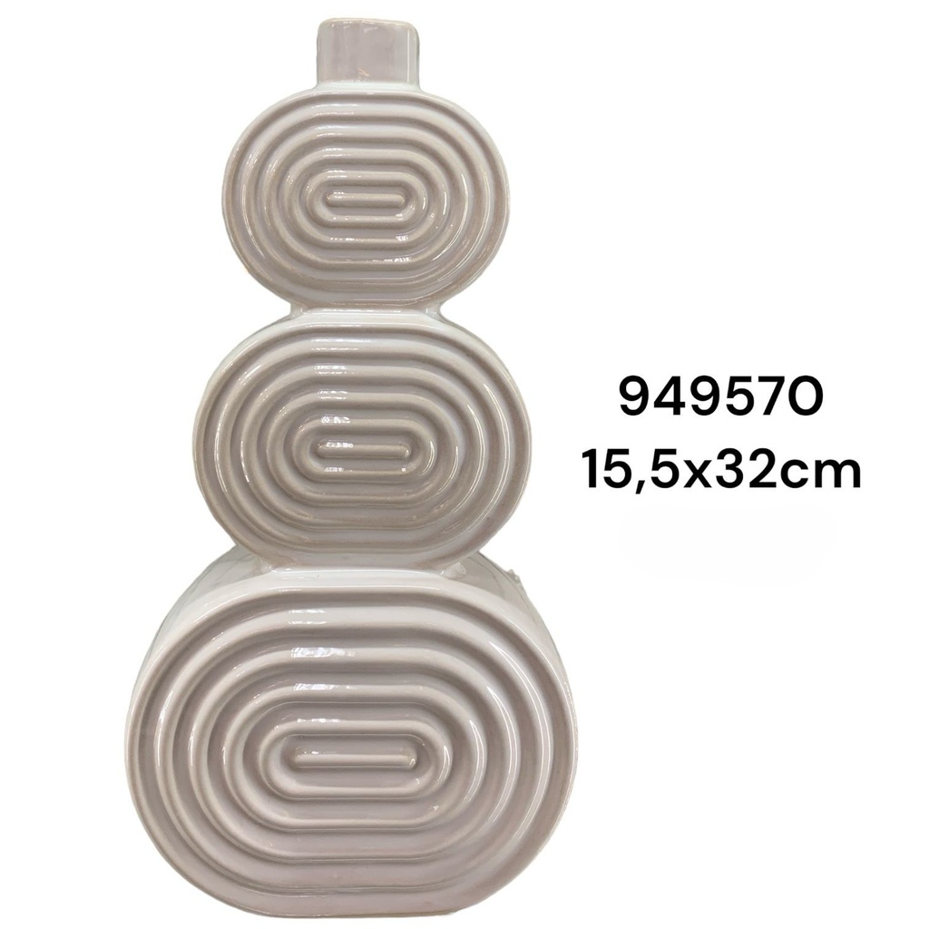 FLORERO PORCELANA BEIGE TRES NIVELES 15.5X8X32CM REF:SD21F029YH-1