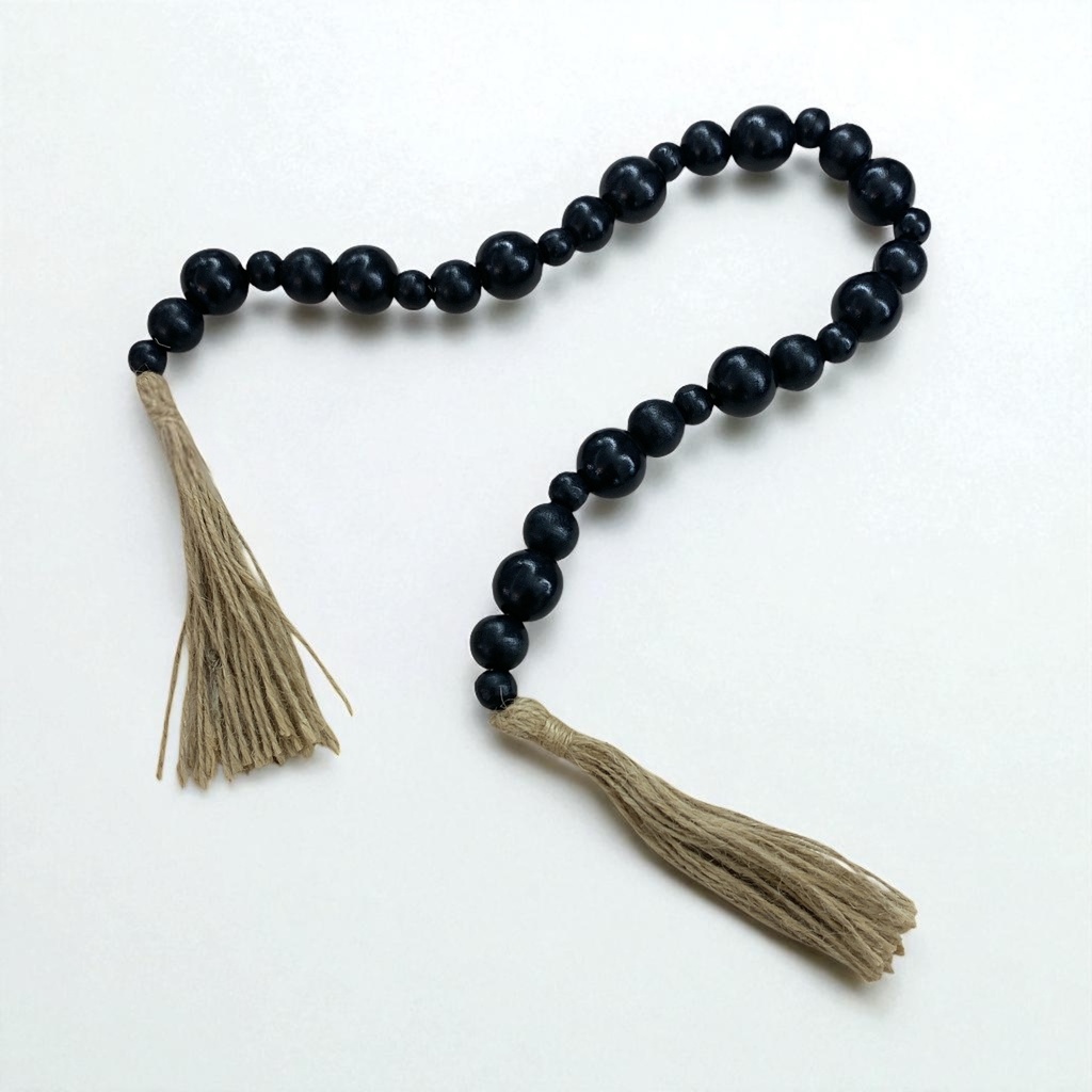 CADENA DE CUENTAS DE MADERA NEGRAS 86CM