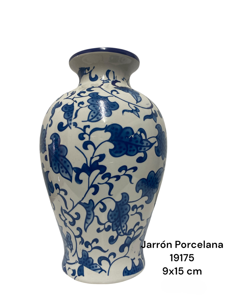 JARRON PORCELANA FLOREADO AZUL 9X15CM