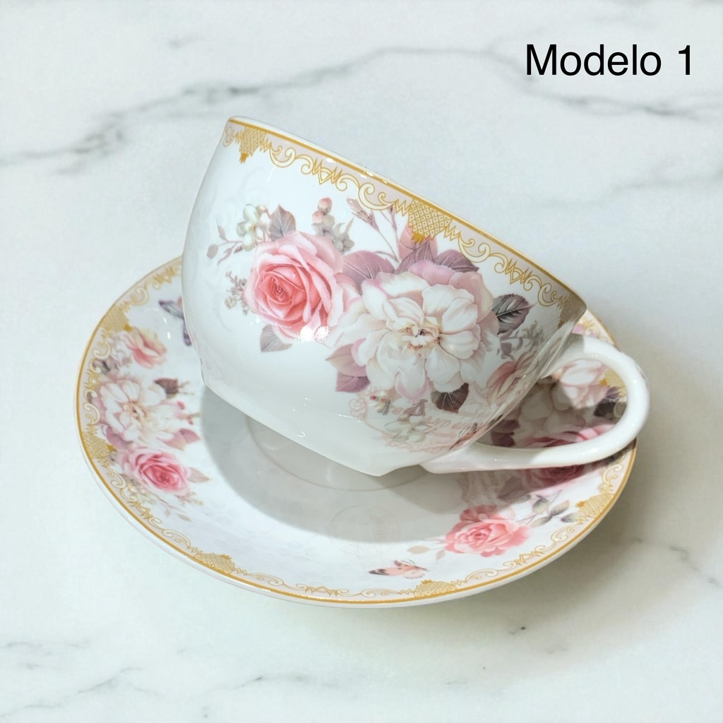 JGO DE TAZA Y PLATO DE PORCEL 4PZAS