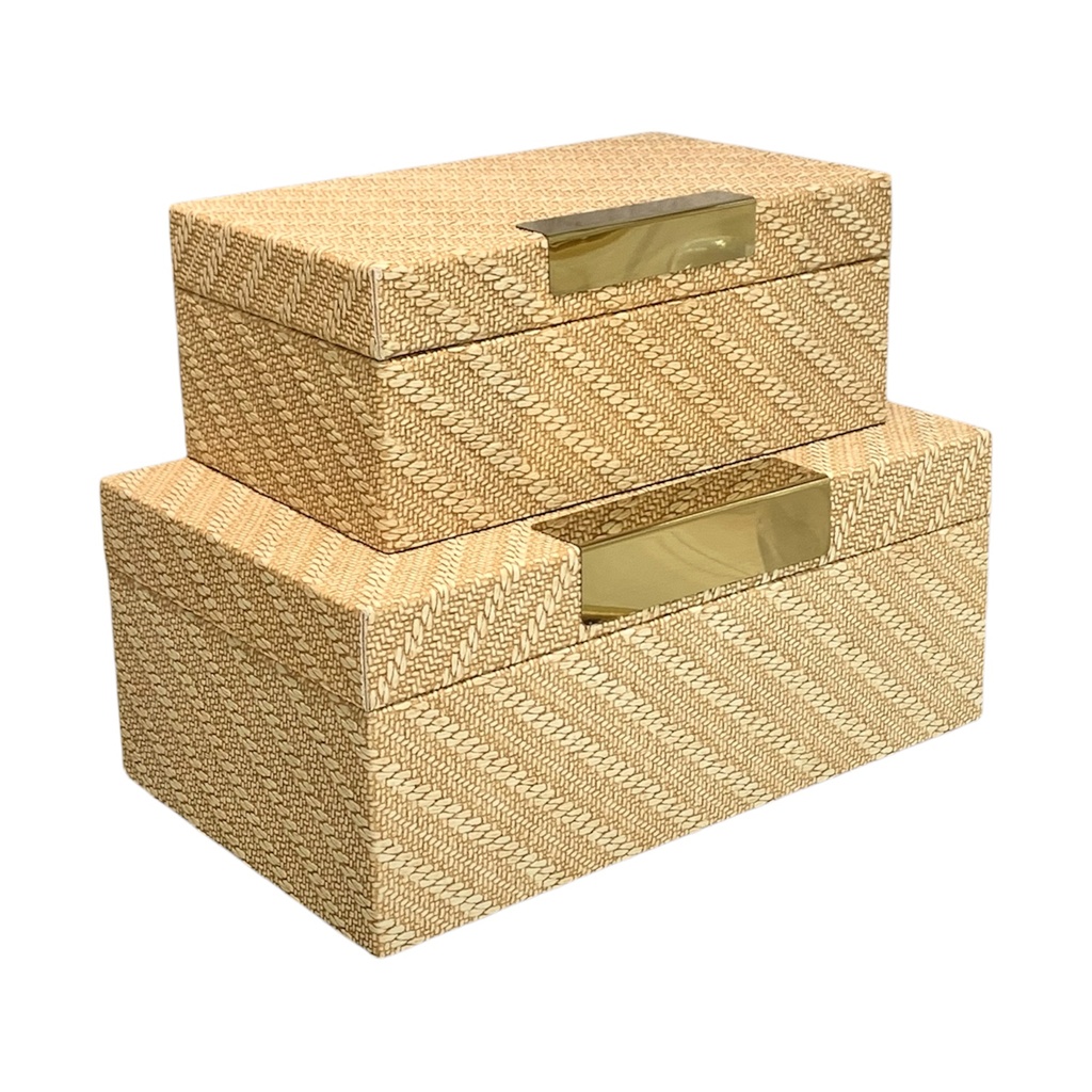 SET DE 2 CAJAS DECORATIVAS GOLD - G:25X10.5X15CM P:20X8.5X12CM