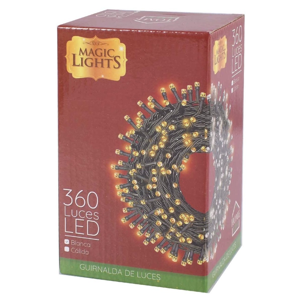 LUCES NAVIDEÑAS LED CALIDA 18MTS 360L. CONECTOR SENCILLO AL14040/048347