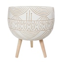 MACETA BEIGE OVALO BASE MADERA 37X43CM