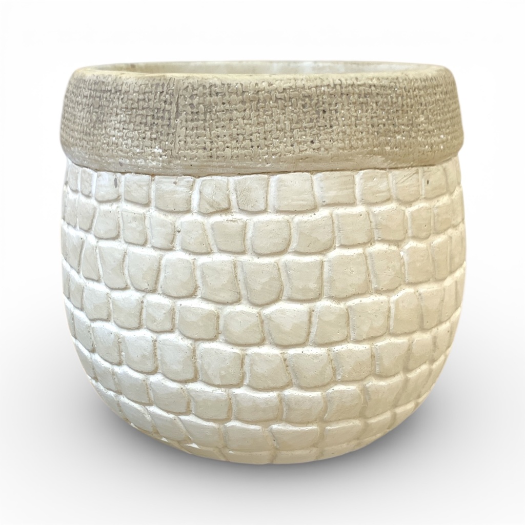 MACETA BEIGE CUADROS VINTAGE CERAMICA GRANDE 14X12.5CM