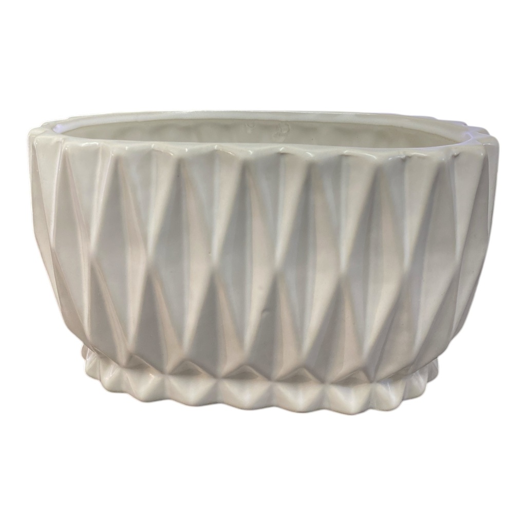 MACETA DE CERAMICA BLANCA OVALADA 13X22CM IC653-3
