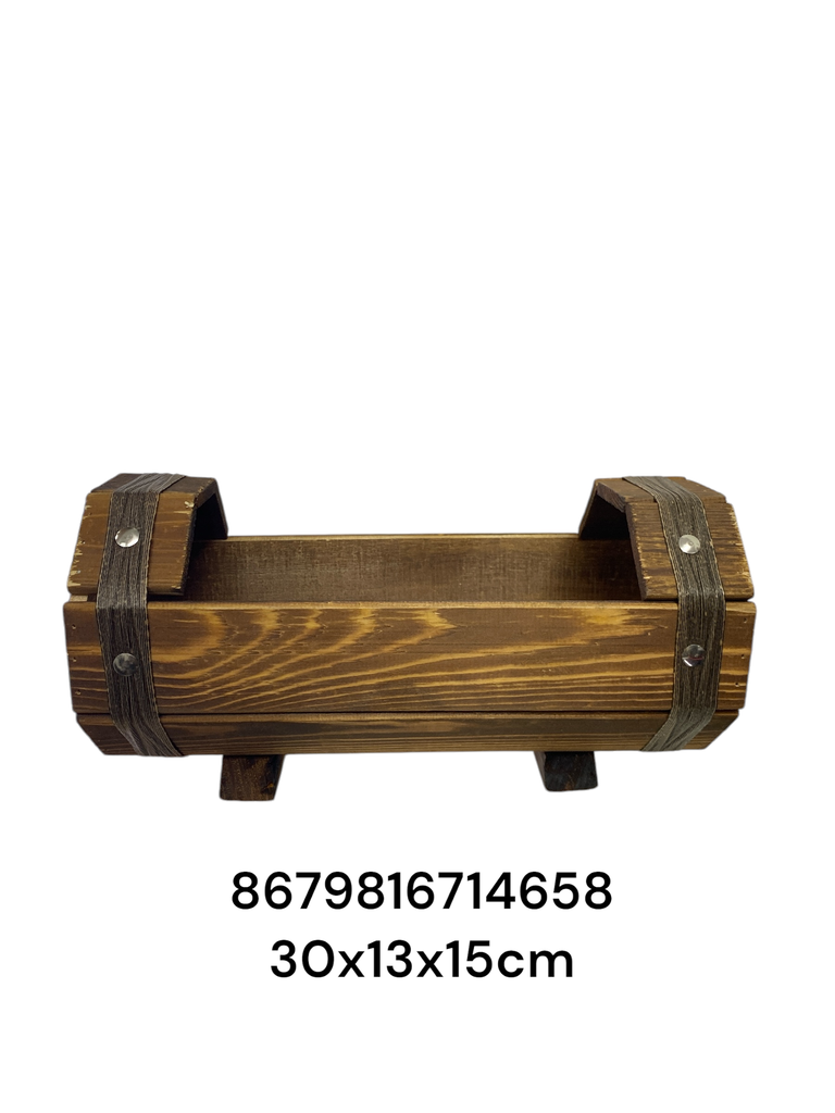 MACETA BARRIL MADERA 30X13X15CM