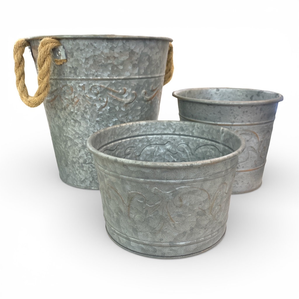 SET X3 MACETAS METALICA 25.5X26CM