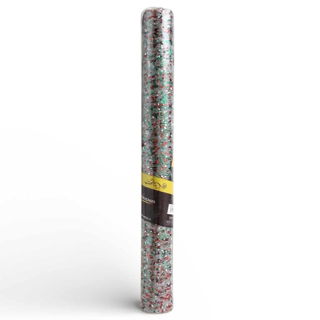 MALLA NAVIDEÑA ORGANZA VERDE ROJO 48X455CM