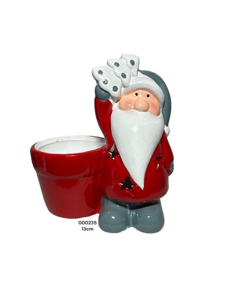 NAVIDAD CERAMICA/ MACETA ROJA PAPA NOEL C/LUZ 13X13CM