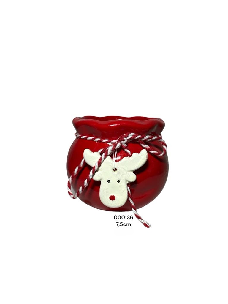 NAVIDAD CERAMICA/ MACETA ROJA X1 6.5CM