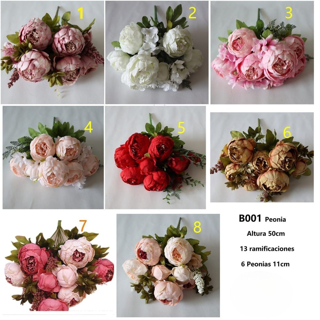 PEONIA EUROPEAN 50CM 13RAMAS +6PEONIA DE 11CM