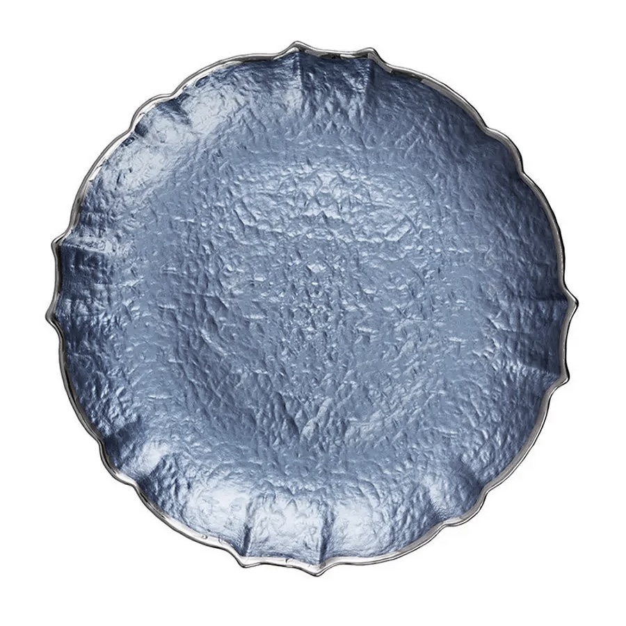 PLATO BASE AZUL BORDE PLATEADO 27CM