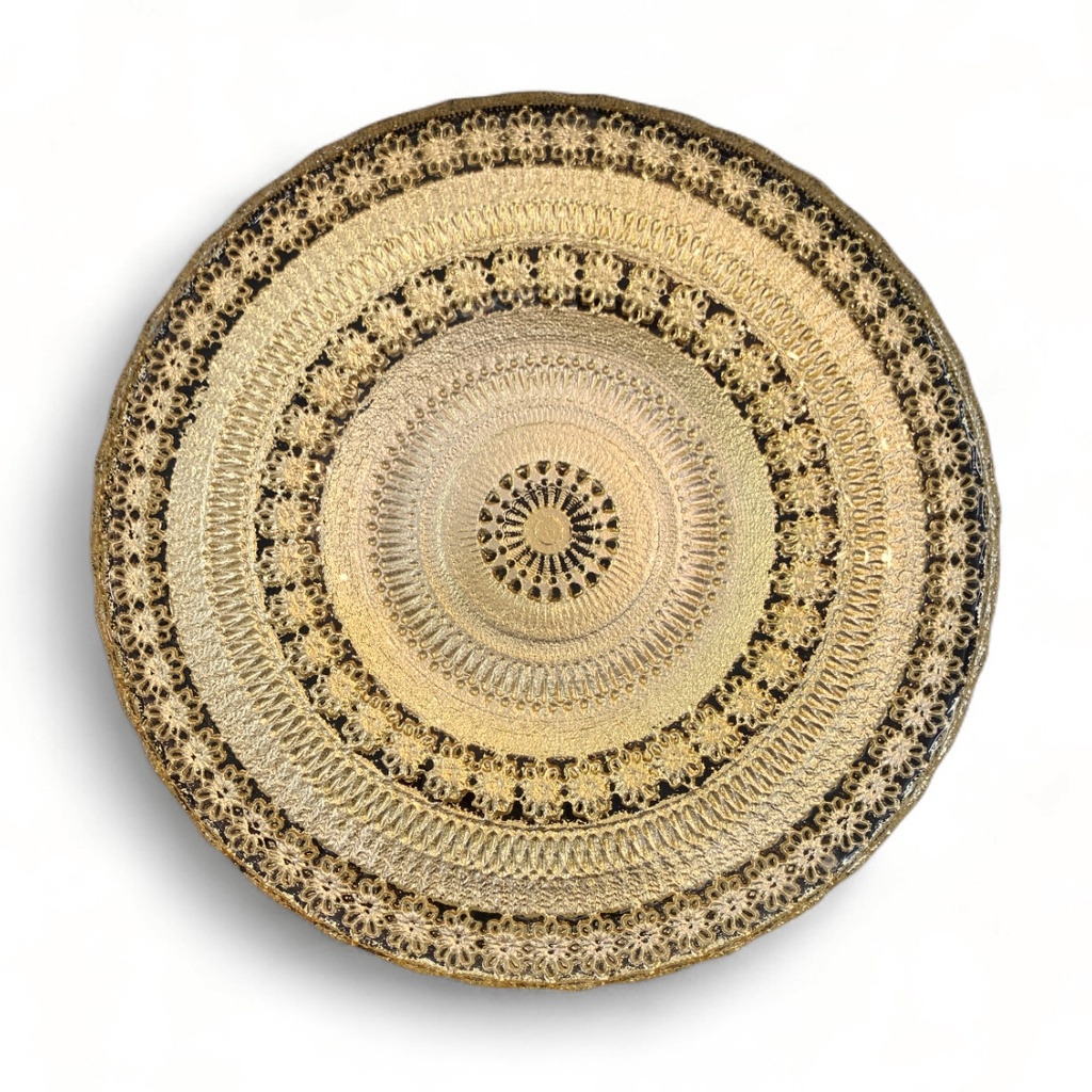 PLATO BASE DE CRISTAL DORADO/NEGRO 34CM