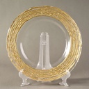 PLATO BASE DE CRISTAL TRANSP/DORAD* 32CM