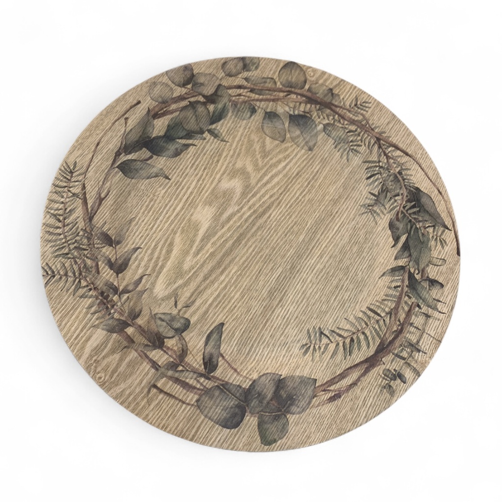 PLATO BASE MADERADO HOJAS 33CM