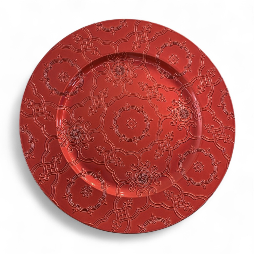 PLATO BASE ROJO REDONDO 33CM