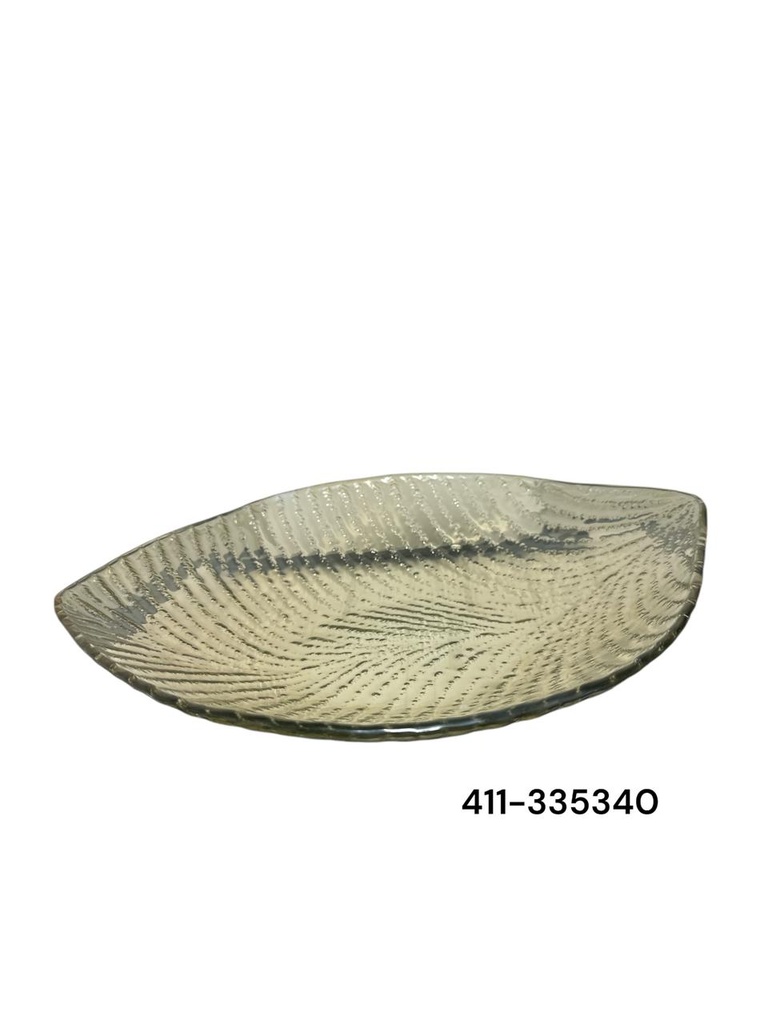 PLATO DECORATIVO CRISTAL HOJA 29X33CM