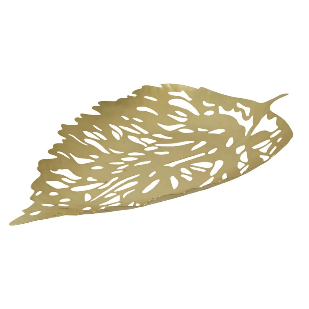 BASE HOJA CHAMPAGNE METALICA DECORATIVA REF: TG009305 37X20CM