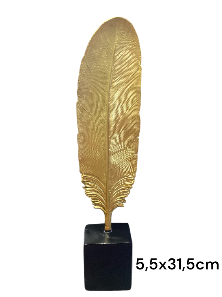 PLUMA DORADA POLIRESINA REF: ES22929  5.5X31.5CM