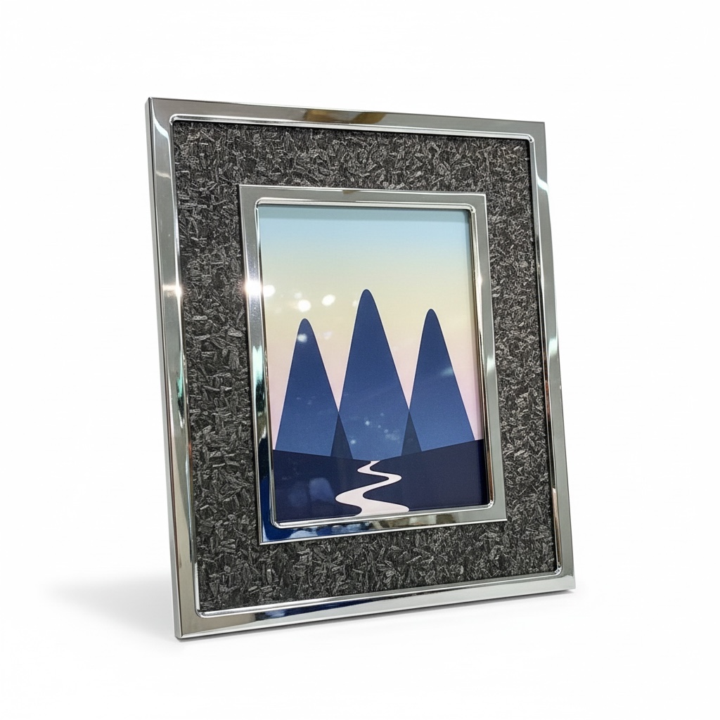 PORTA RETRATO PLATA MARCO OSCURO 20X25CM