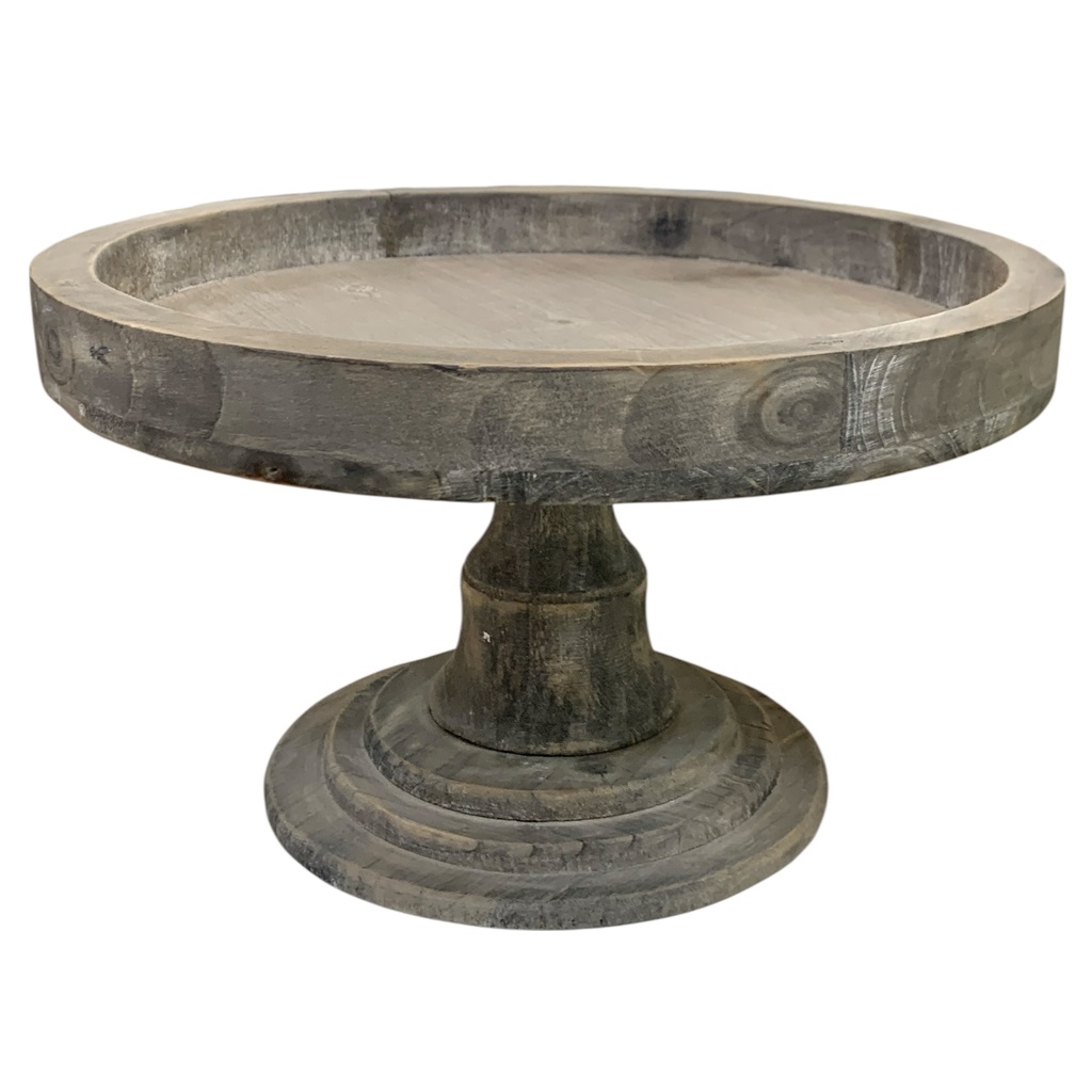 PORTA TORTA DE MADERA GRIS 30X18CM