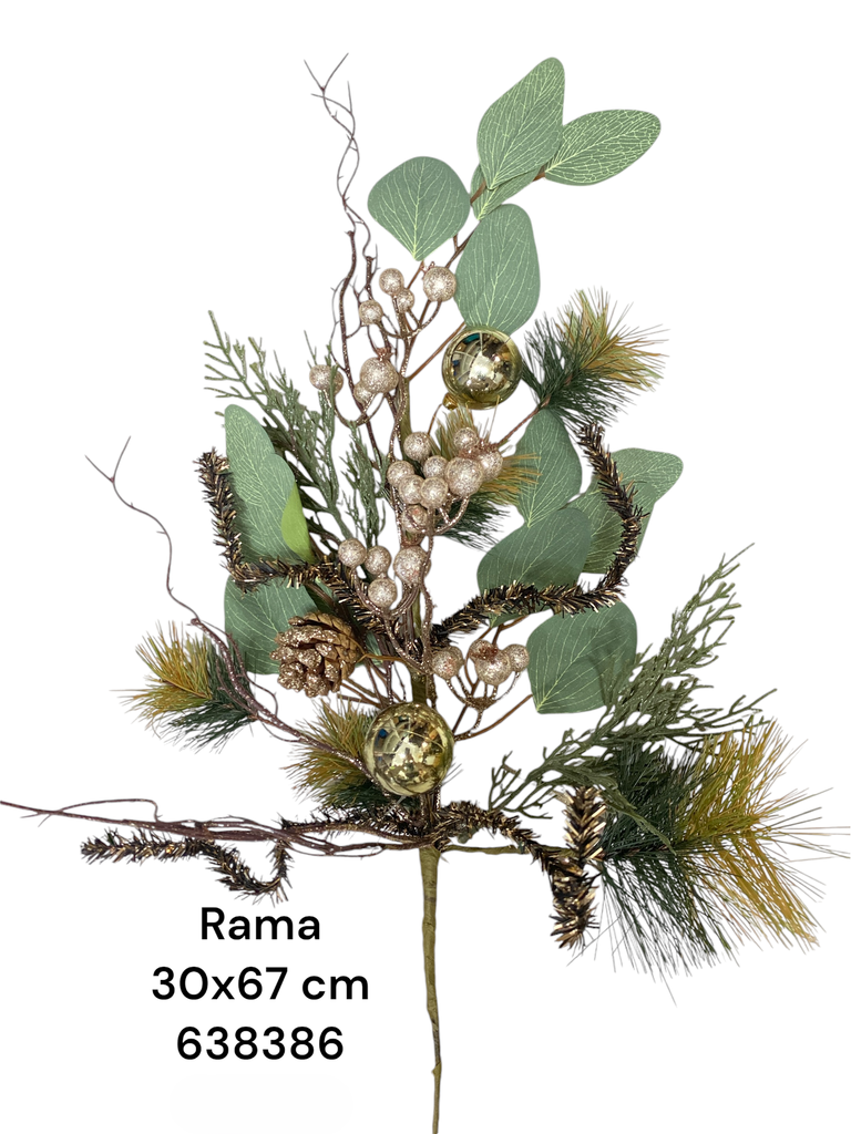 RAMA  PINO C/BOMBILLO Y PIÑA 67CM