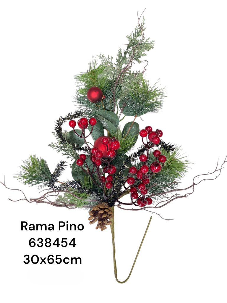 RAMA PINO CEREZA BOLITAS ROJA 65CM