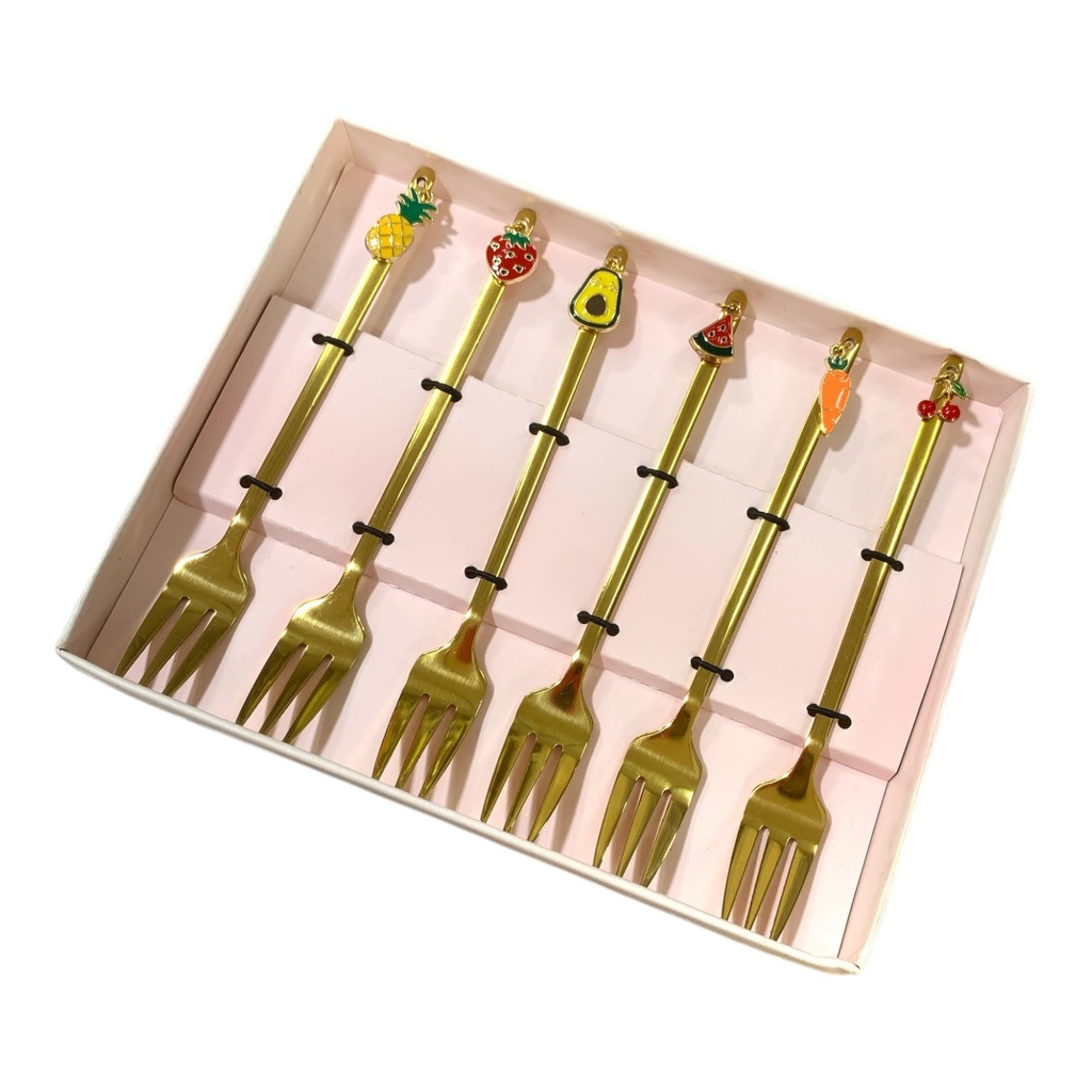 SET DE 6 TENEDORES DE ACERO VEGETALES