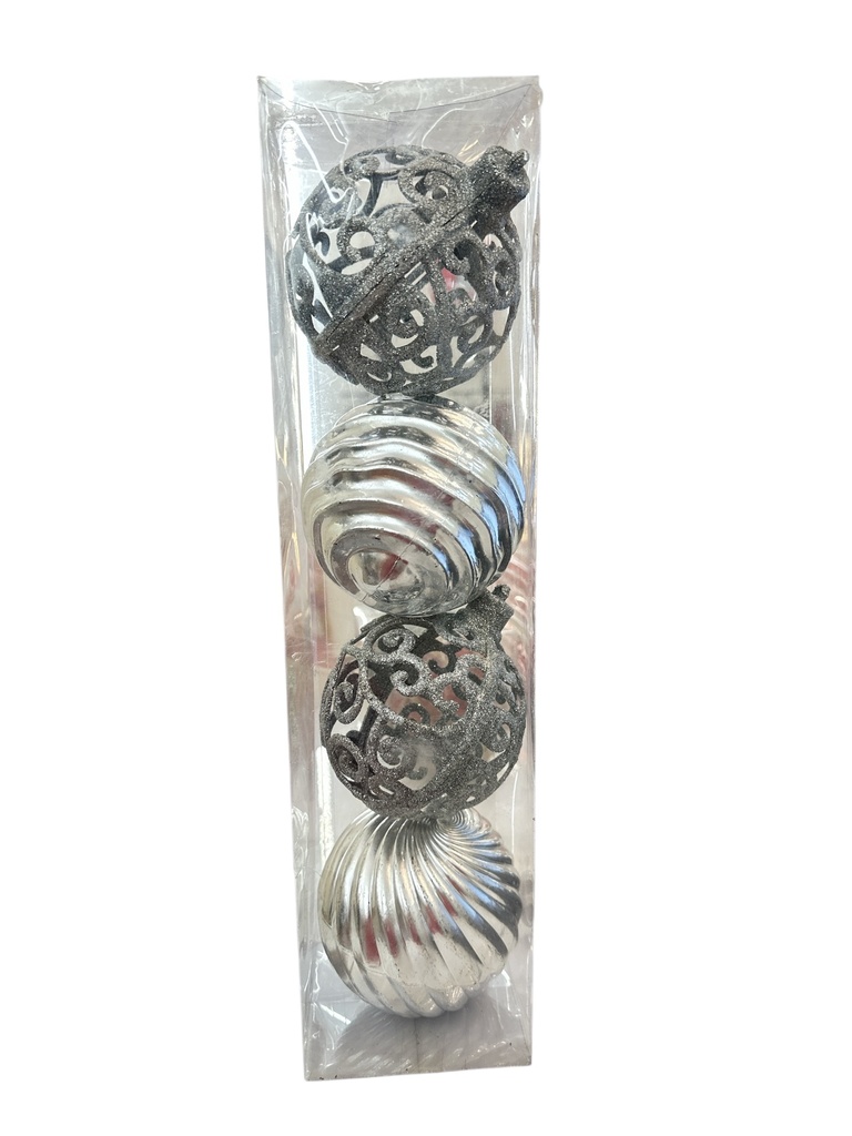 SET DE 4 BOMBILLOS PLATA 10CM