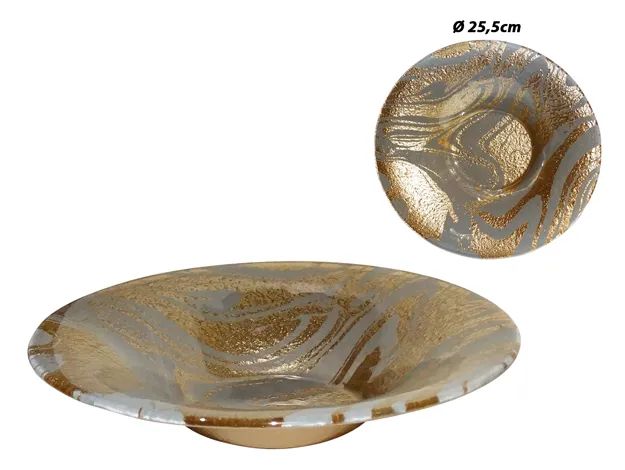 TAZON VIDRIO DISEÑO MARMOL DUNA DORADO 25.5CM 2600-1D76-94-001-17449 