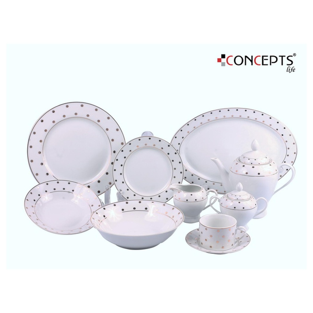 VAJILLA PUNTOS 47PZAS 8PUESTOS