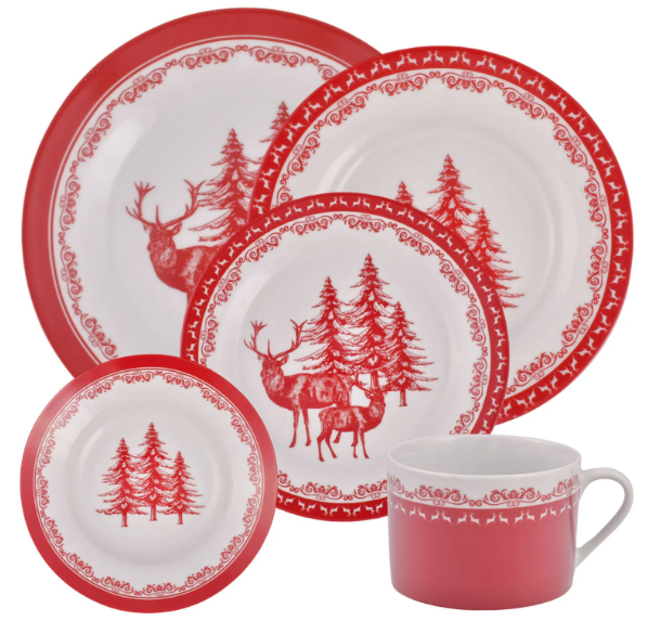 VAJILLA NAVIDEÑA ROJA 20PZS. REF: 24040