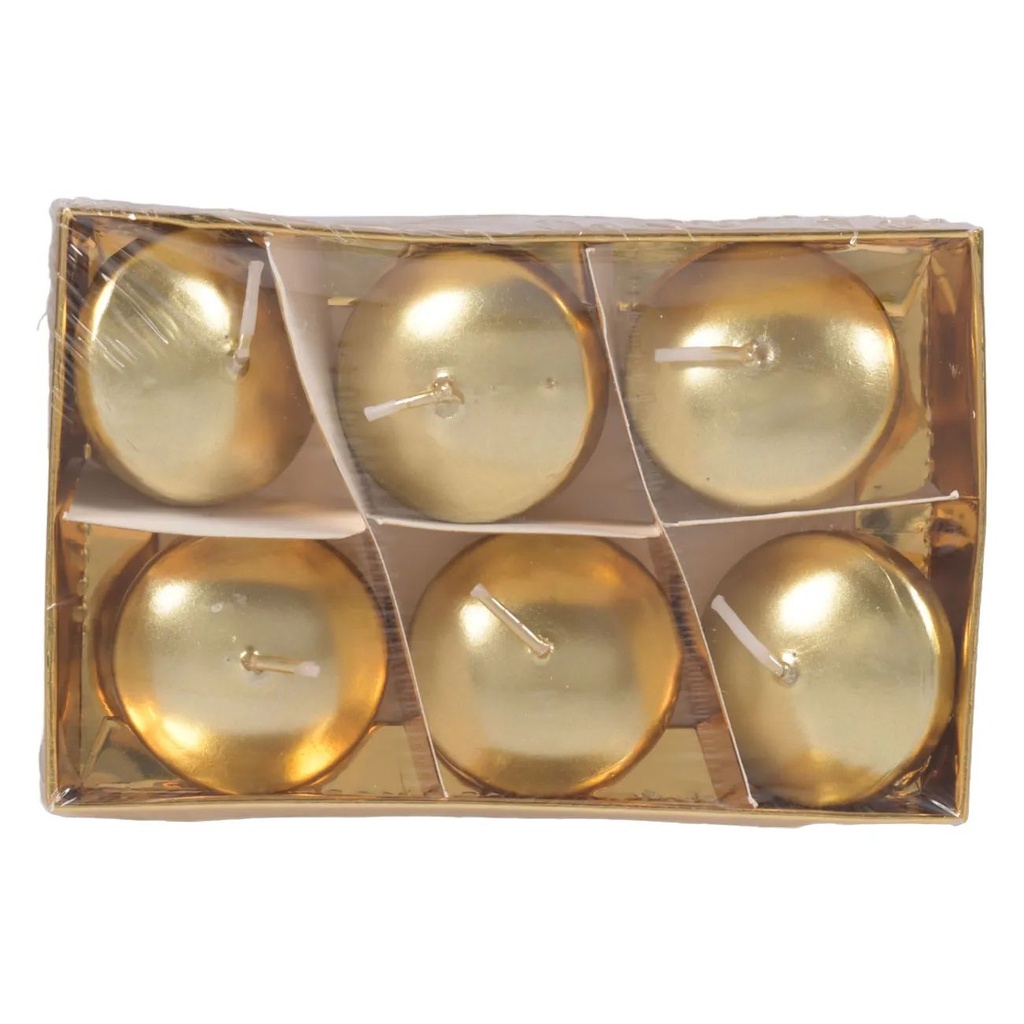 VELA FLOTANTE DORADA X6PZ.  ES23112 4.5CM