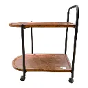 MESA METALICA TEXTURA MADERA BAR   2 PISOS  65X35X60 CM