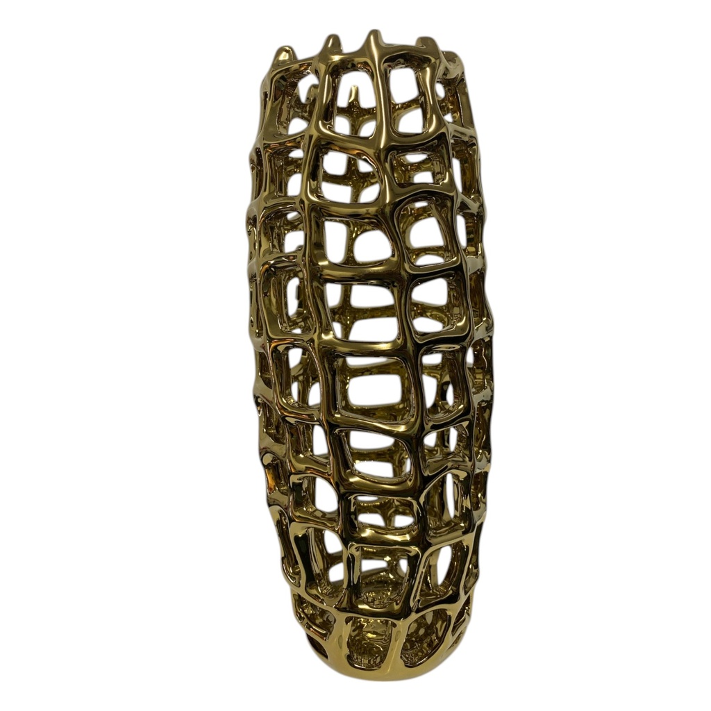 FLORERO CERAMICA DORADO 12X30CM