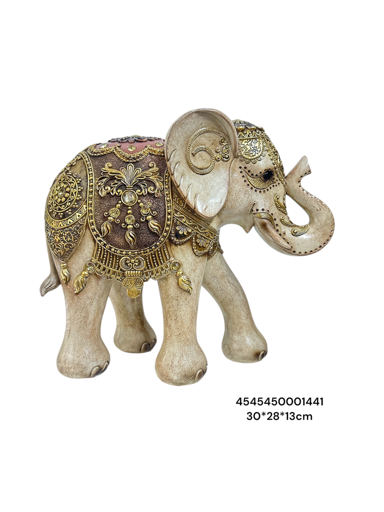 CS8020443 ELEFANTE CAFE/DORADO 30*28*13CM
