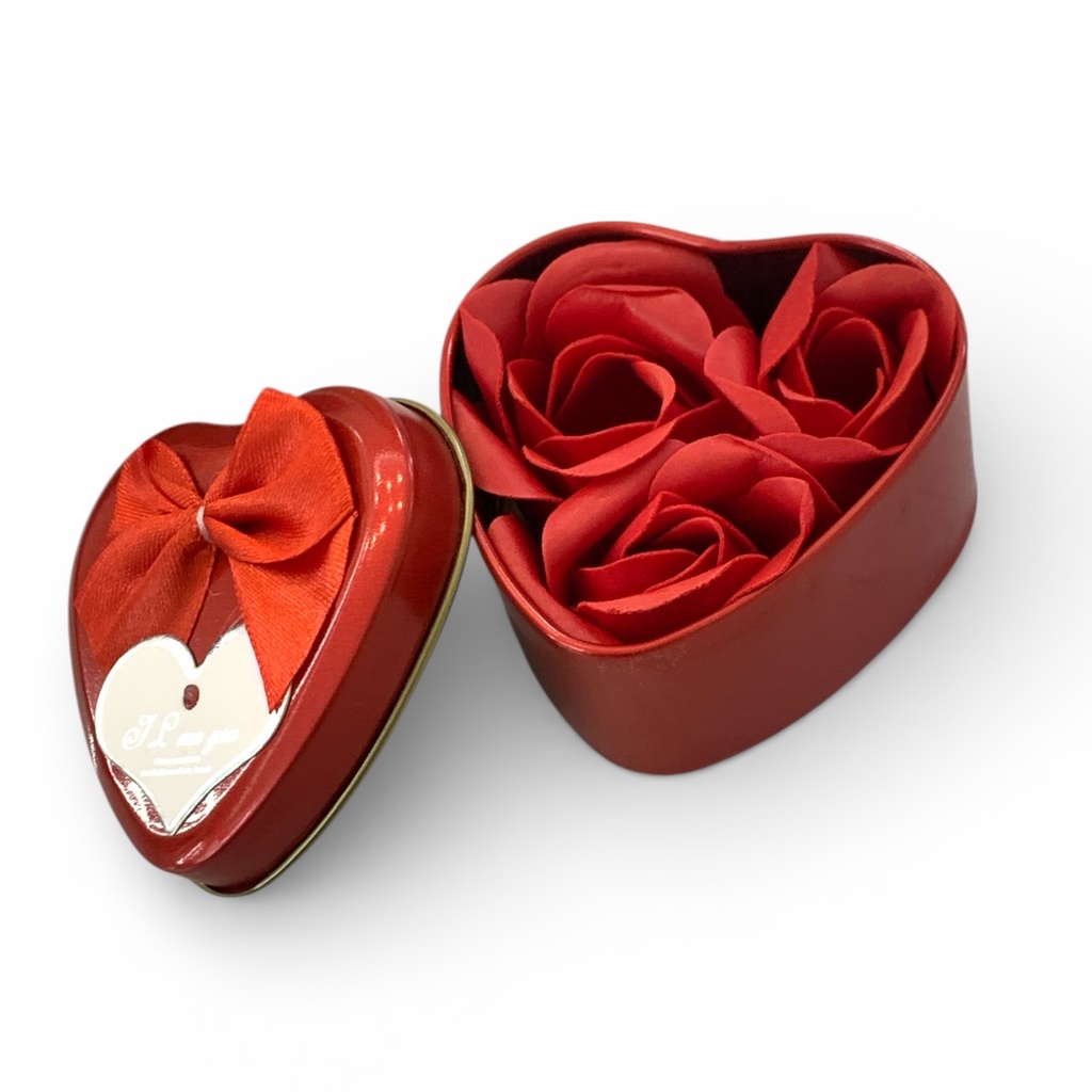 CAJA CORAZON CON FLORES PETALOS DE JABON