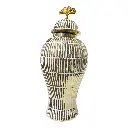 JARRON GINGER DORADO DE PORCELANA  Ø19X43CM