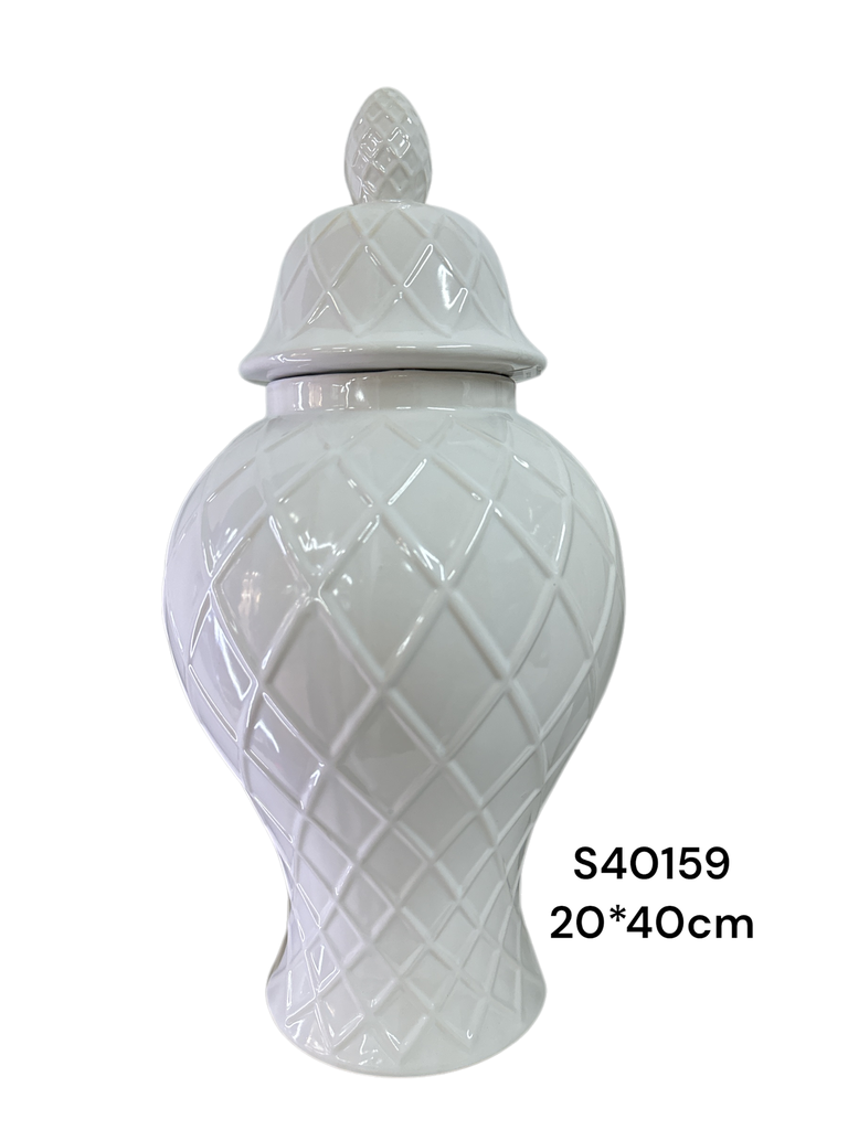 S40159 JARRON GINGER CERAMICA BLANCO 20X40CM