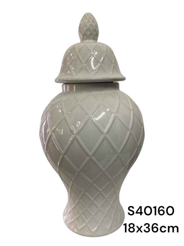 S40160 JARRON GINGER PORCELANA BLANCO 18X36CM