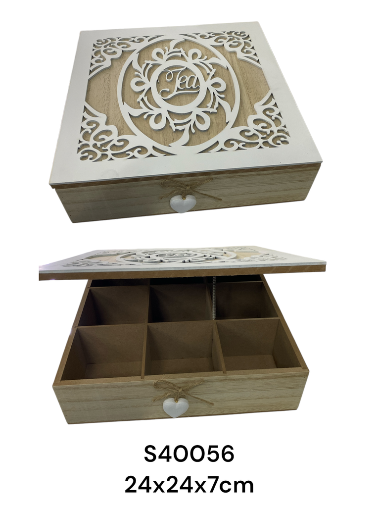 S40056 ORGANIZADOR DE TE MADERA 24X24X7CM