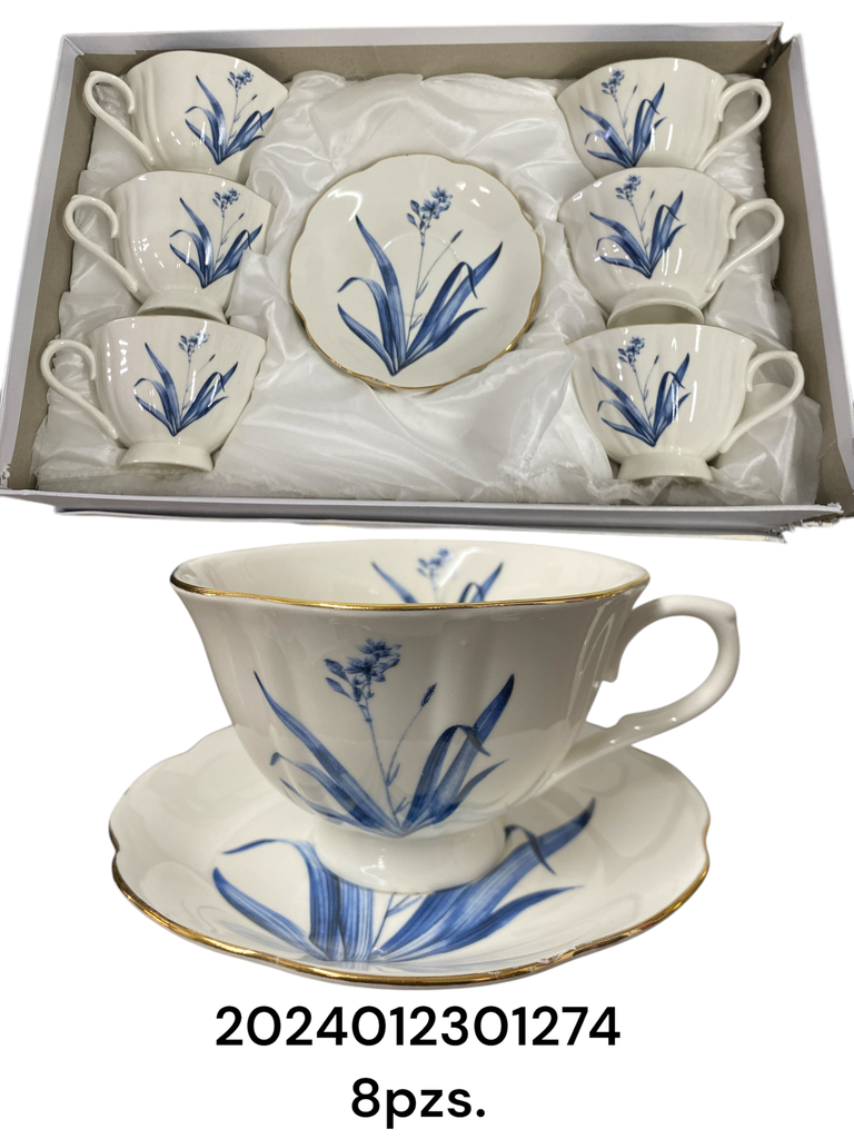 SC13937 TAZA CON PLATO PORCELANA AZUL SETX8