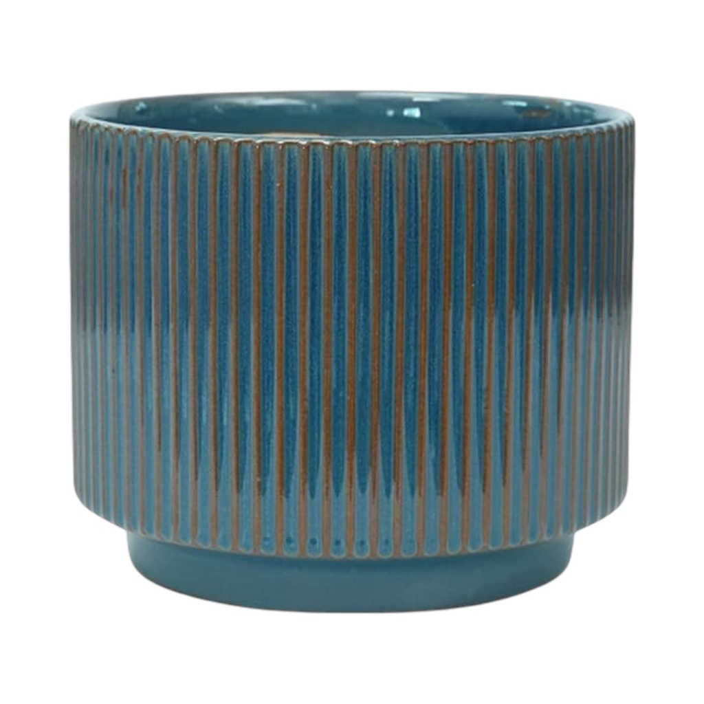 MACETA LINEAS TURQUESA CERAMICA GRANDE 20X16CM SC16243G 