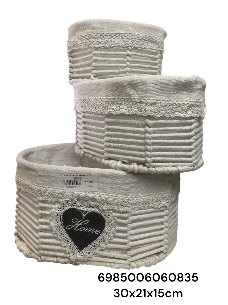 JUEGO DE CANASTAS HILO SETX3 30X21X15CM